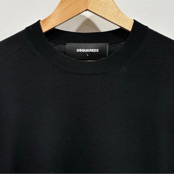 DSQUARED2. The Side Zip Wool Black Crewneck Pullover Zipper Side bands Size L - Picture 5 of 16